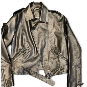 Max Studio Black Leather Moto Jacket